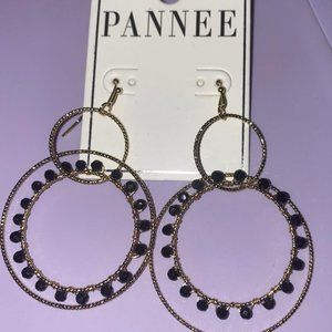 Black & Gold Dangle Hoops